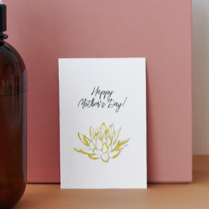 Elegant Yellow Lotus Watercolor Mother’s Day  Holiday Card