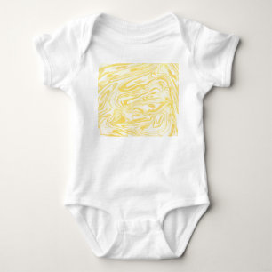 Elegant Yellow Marble: Hand-Drawn Texture Baby Bodysuit