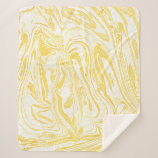 Elegant Yellow Marble: Hand-Drawn Texture Sherpa Blanket (Front)