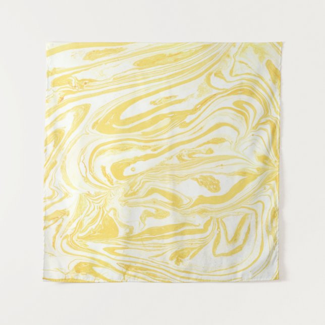 Elegant Yellow Marble: Hand-Drawn Texture Tapestry (Front)