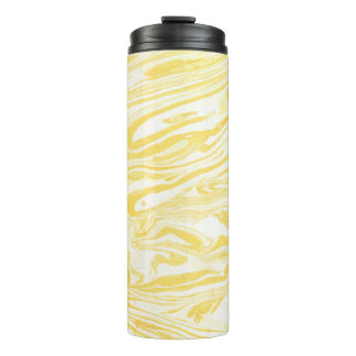 Elegant Yellow Marble: Hand-Drawn Texture Thermal Tumbler