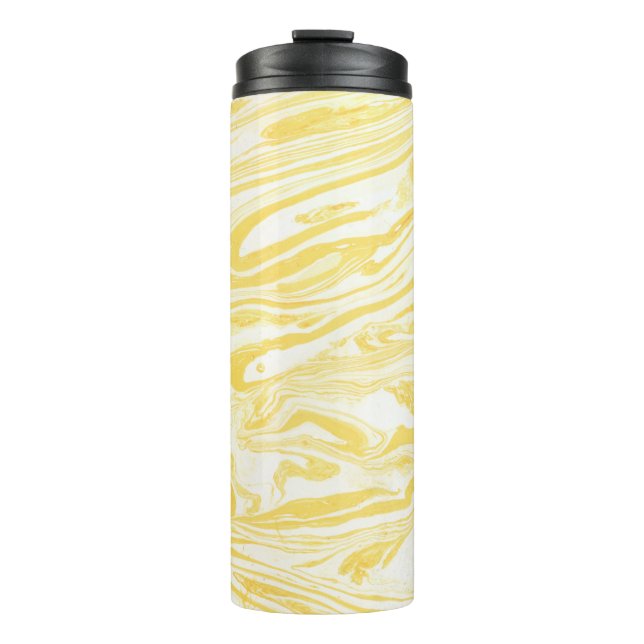Elegant Yellow Marble: Hand-Drawn Texture Thermal Tumbler (Front)