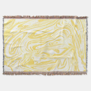Elegant Yellow Marble: Hand-Drawn Texture Throw Blanket