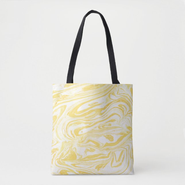 Elegant Yellow Marble: Hand-Drawn Texture Tote Bag (Front)
