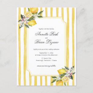 Elegant  Yellow Mediterranean Lemon Wedding Holiday Postcard