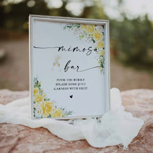 Elegant Yellow Mimosa Bar Sign
