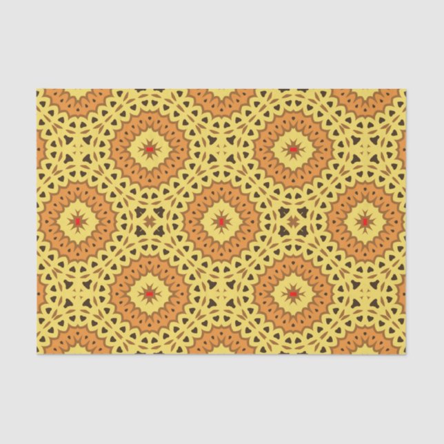 Elegant Yellow & Orange Mosaic Geometric Pattern Tissue Paper (Front)