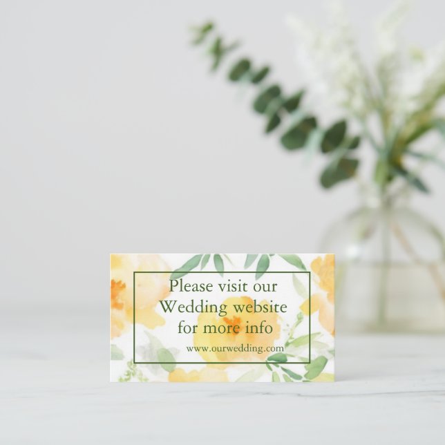 Elegant yellow peach orange floral QR CODE  Enclosure Card (Standing Front)