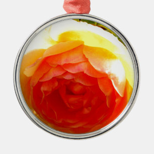 Elegant yellow peach red apricot floral rose metal ornament