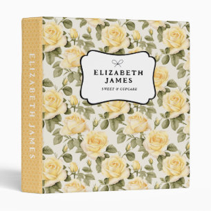 Elegant Yellow Peonies Floral Pattern Personalized Binder