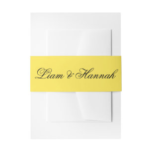 Elegant Yellow Personalized Wedding Invitation Belly Band