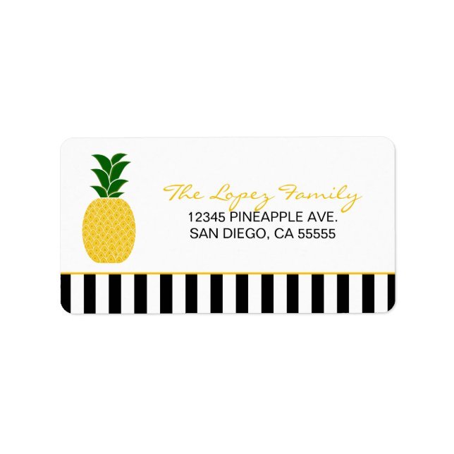 Elegant Yellow Pineapple Label (Front)
