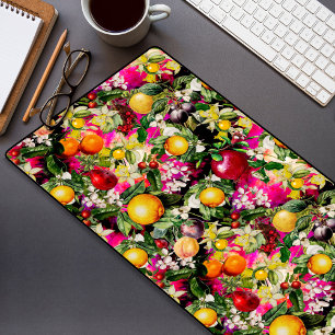 Elegant yellow pink oranges fruits pattern desk mat