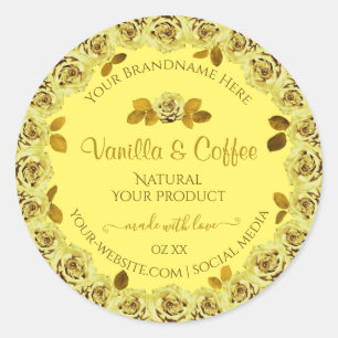 Elegant Yellow Product Labels Cute Flowering Roses