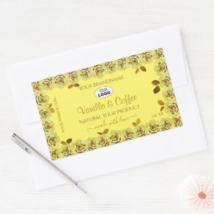 Elegant Yellow Product Labels Flowering Roses Logo