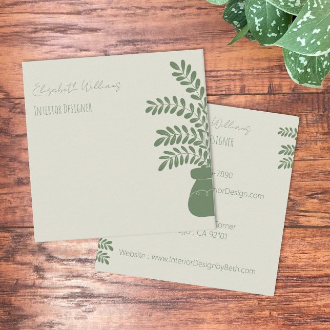 Elegant Yellow Professional Stager Contact Cards (Professional stager elegant yellow and green square business cards .)