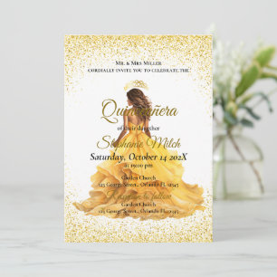 Elegant yellow quinceanera  invitation
