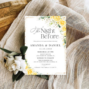 Elegant Yellow Rehearsal Dinner Invitation