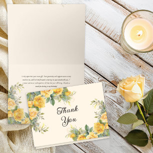 Elegant Yellow Rose Floral Thank You Card