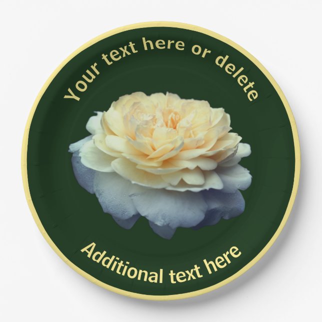 Elegant Yellow Rose Flower Personalized Party  Paper Plate (Front)