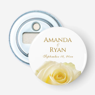 Elegant Yellow Rose Golden Floral Wedding Bottle Opener