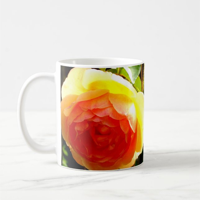 Elegant Yellow Rose orange floral Coffee Mug (Left)