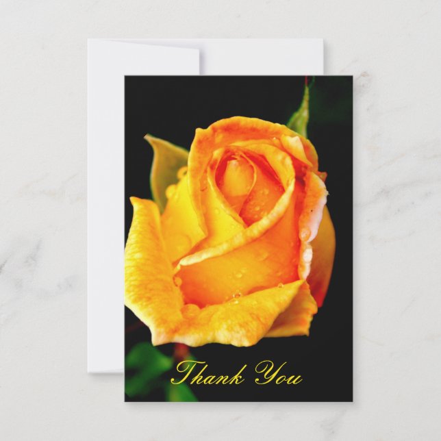 Elegant Yellow Rose Thank You Card (Front)