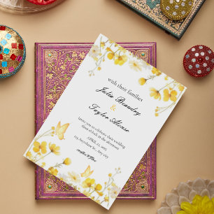 Elegant Yellow Rose Wedding Invite