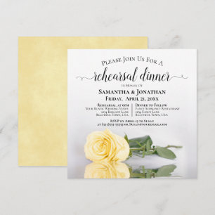 Elegant Yellow Rose Wedding Rehearsal & Dinner Invitation