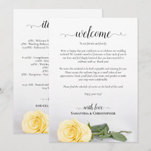 Elegant Yellow Rose Wedding Welcome & Itinerary Program