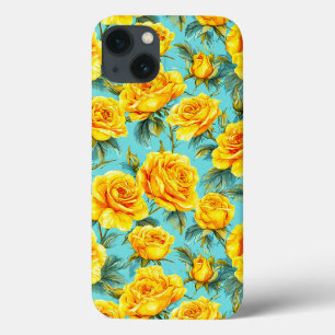 Elegant Yellow Roses Stylish Botanical Design iPhone 13 Case