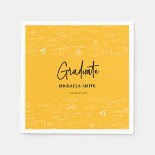 Elegant Yellow Script Math Graduate Napkin