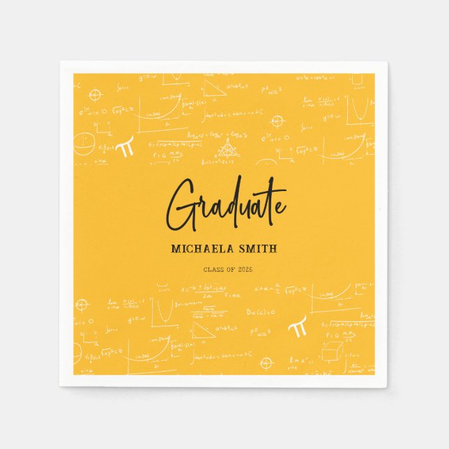 Elegant Yellow Script Math Graduate Napkin (Front)