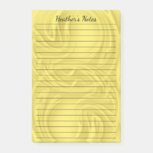 Elegant Yellow Shadows and Swirls Custom Post-it Notes