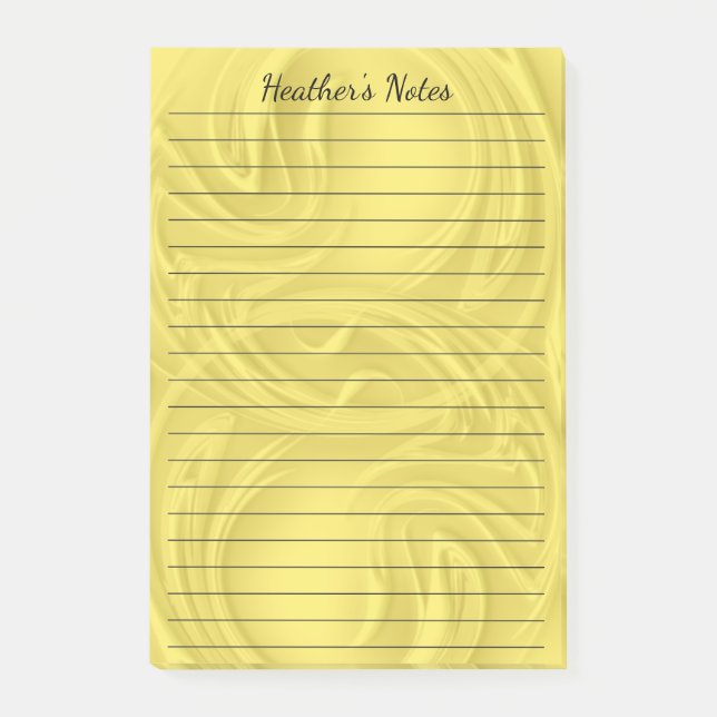 Elegant Yellow Shadows and Swirls Custom Post-it Notes (Front)