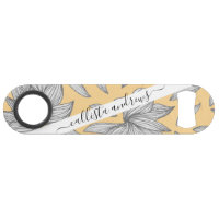 Elegant Yellow Silver Glitter Floral Line Art