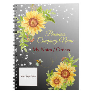 Elegant Yellow Sunflower Gradient Business  Notebook