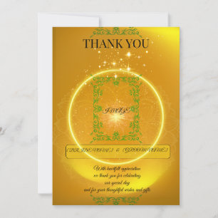 Elegant Yellow Thank You Card with Gold Sparks