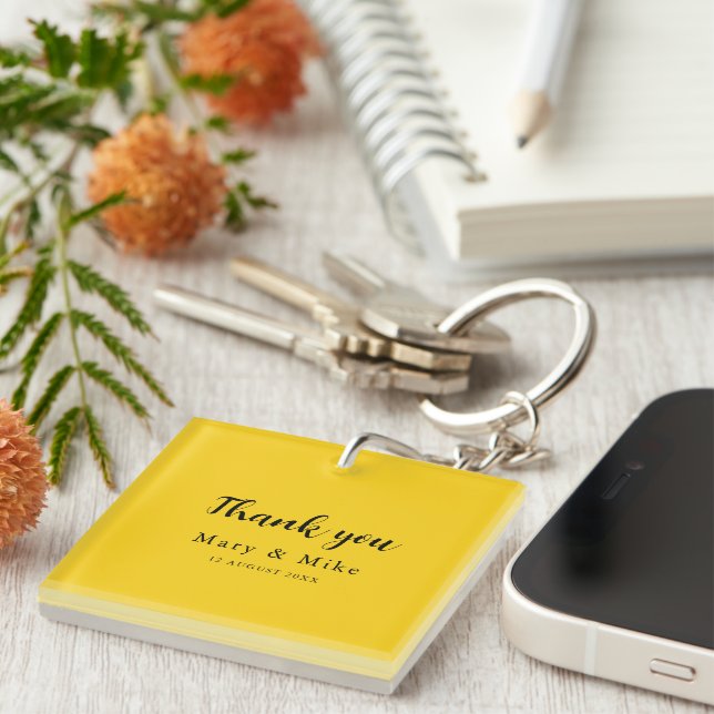 Elegant Yellow Thank You Keychain Gift Idea (Front Right)
