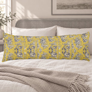 Elegant Yellow Vintage Lake Toile De Jouy Body Pillow