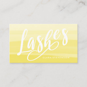 Elegant yellow watercolor brushstrokes lashes business card