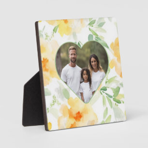 Elegant yellow watercolor floral custom photo plaque