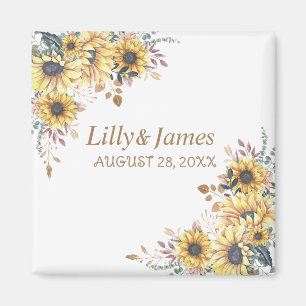 Elegant Yellow Watercolor Sunflower Sunny Magnet