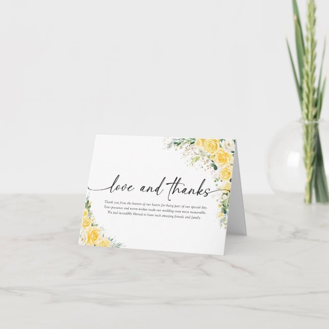 Elegant Yellow Wedding Folded Thank You Card (Front)