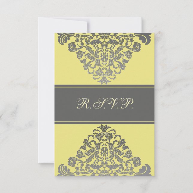 elegant  "yellow wedding RSVP Standard 3.5 x 5 Card (Front)