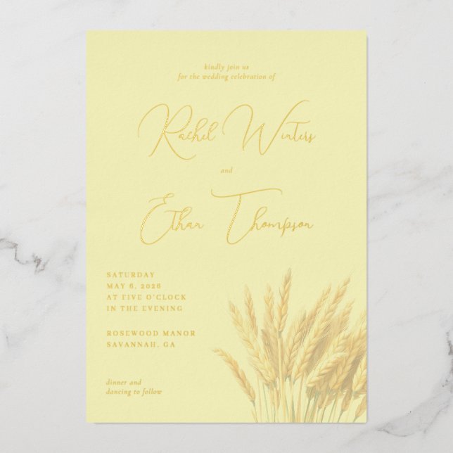Elegant Yellow Wheat Stalks (Front)