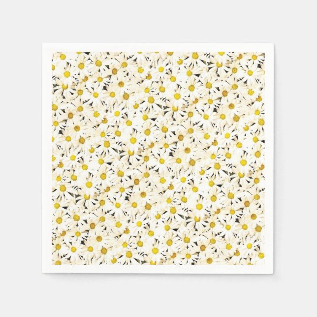 Elegant Yellow White Daisies Nature Template Napkin (Front)