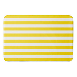 Elegant Yellow White Striped Modern Trend Colours Bath Mat