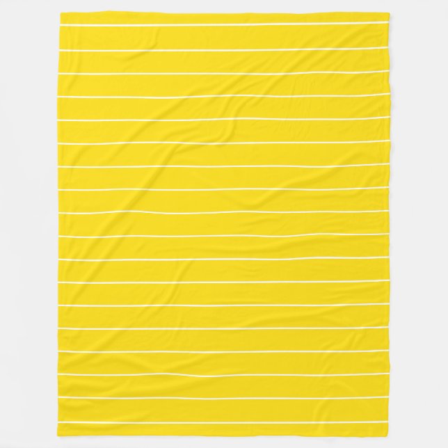 Elegant Yellow White Striped Template Trend Colour Fleece Blanket (Front)