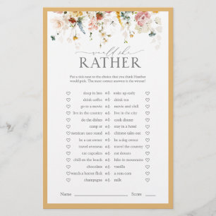 Elegant Yellow Wildflower Bridal Shower Game